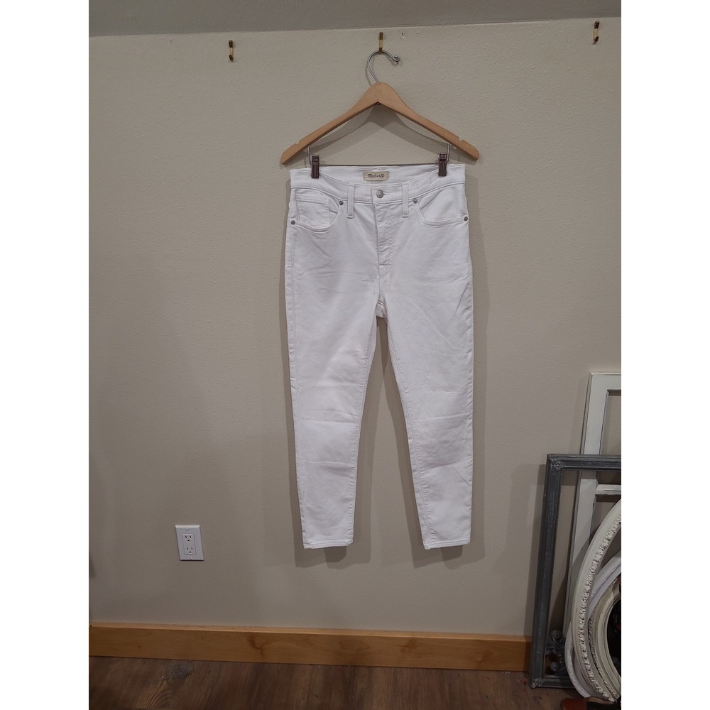Madewell 9" mid rise skinny crop Women sz 29 White stretch denim coastal preppy